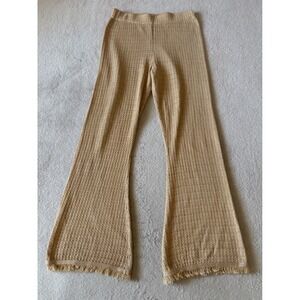 Zara Women's Small Knit Flare Fringe Hem High Elastic‎ Waist Pants Indie Sleeze
